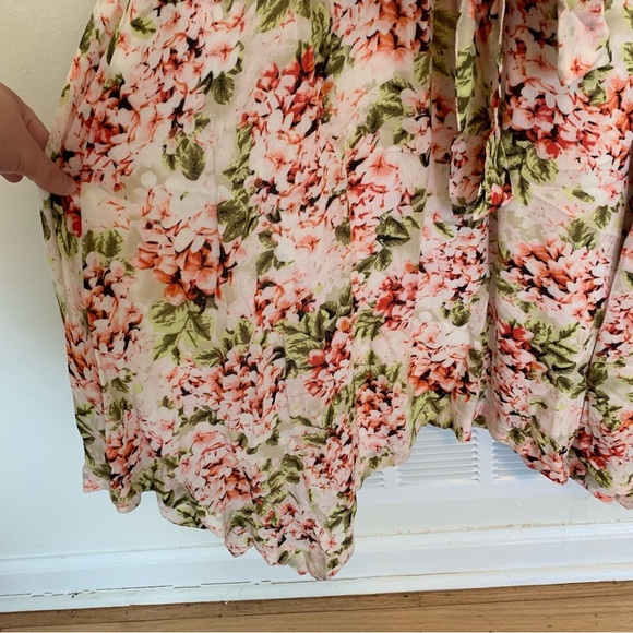 J. Jill Hydrangea Floral Print Flowy Button Up Belted Midi Dress Size Large - Picture 6 of 12